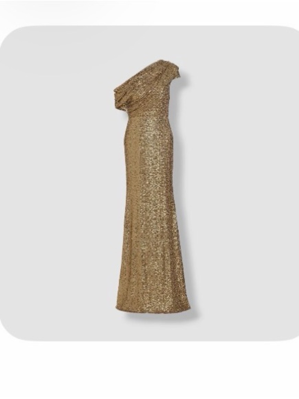 Badgley Mischka Gold One-Shoulder Sequin Gown